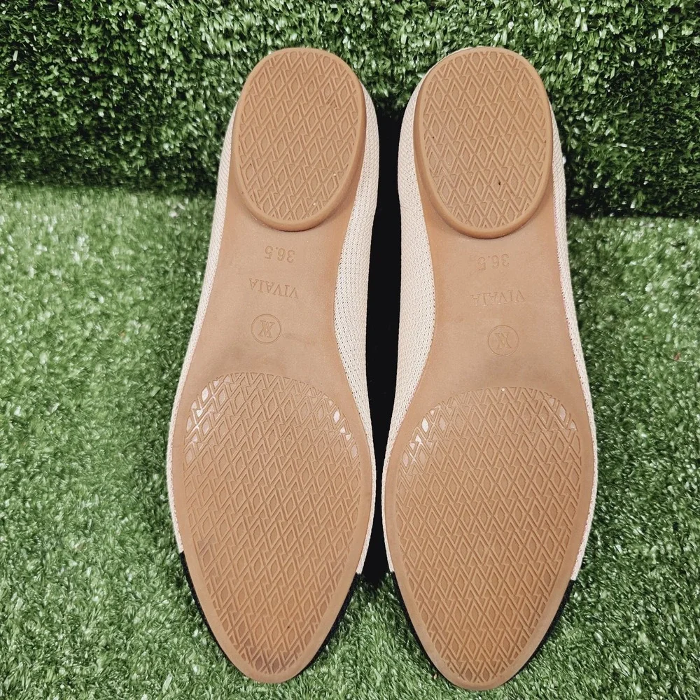 Vivaia Aria Ballet Almond Black Comfort Ballet Flats Womens 36.5 US Size 6